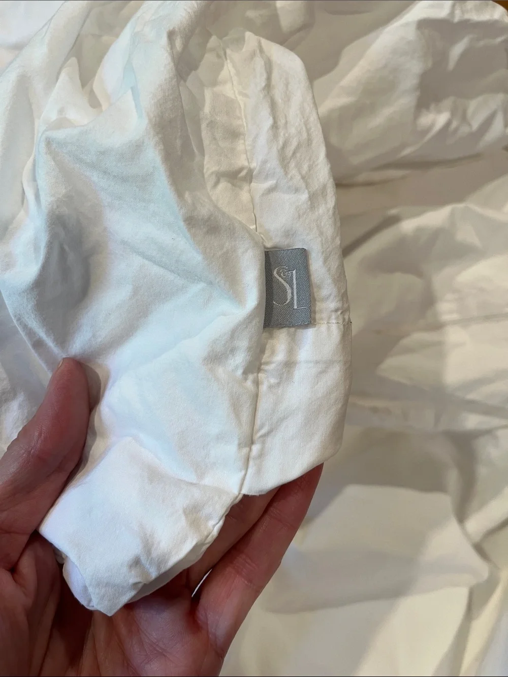 SERENA & LILY *King* Solid White Percale Duvet Cover 100% Cotton